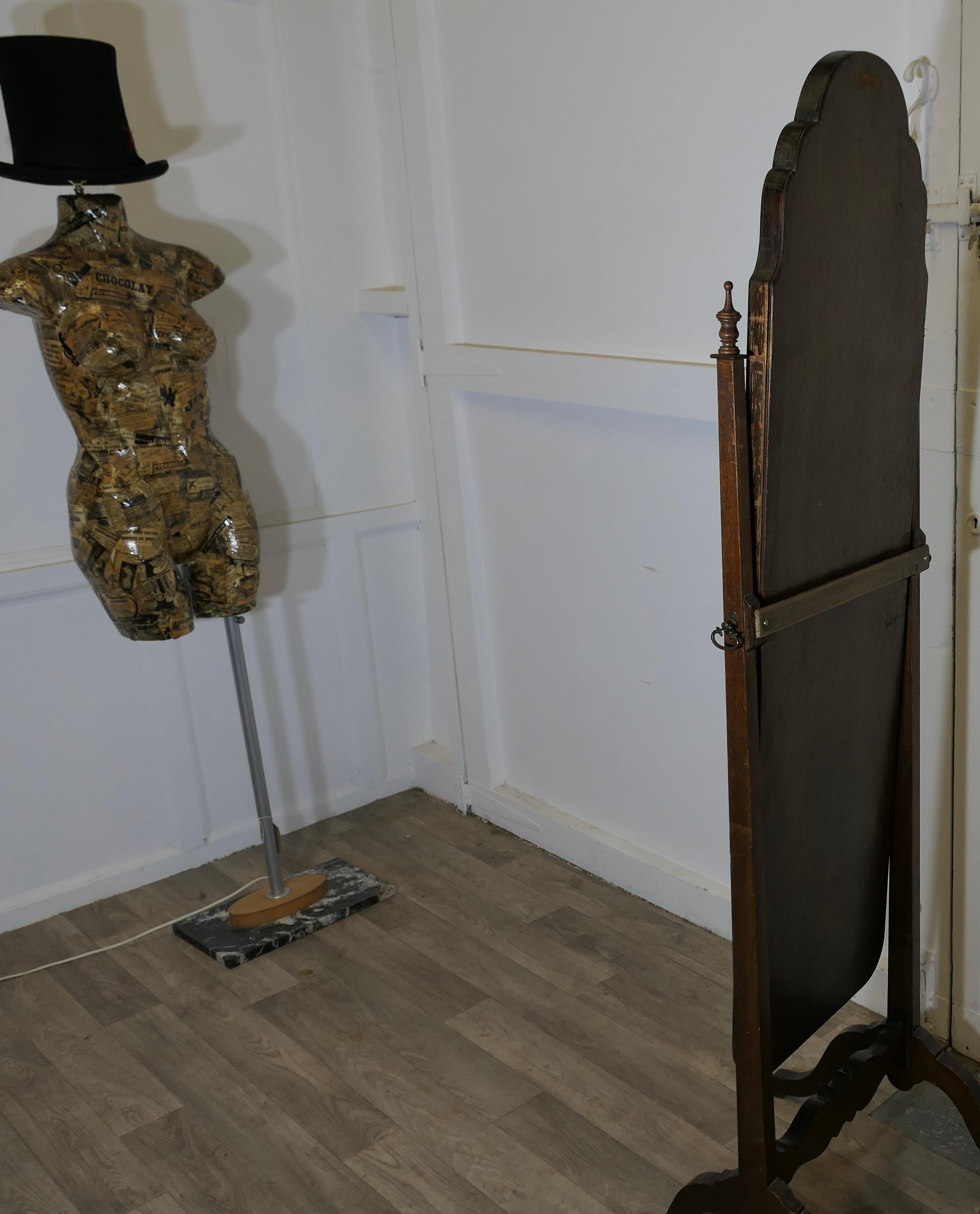Stylish Edwardian Walnut Cheval Mirror 4