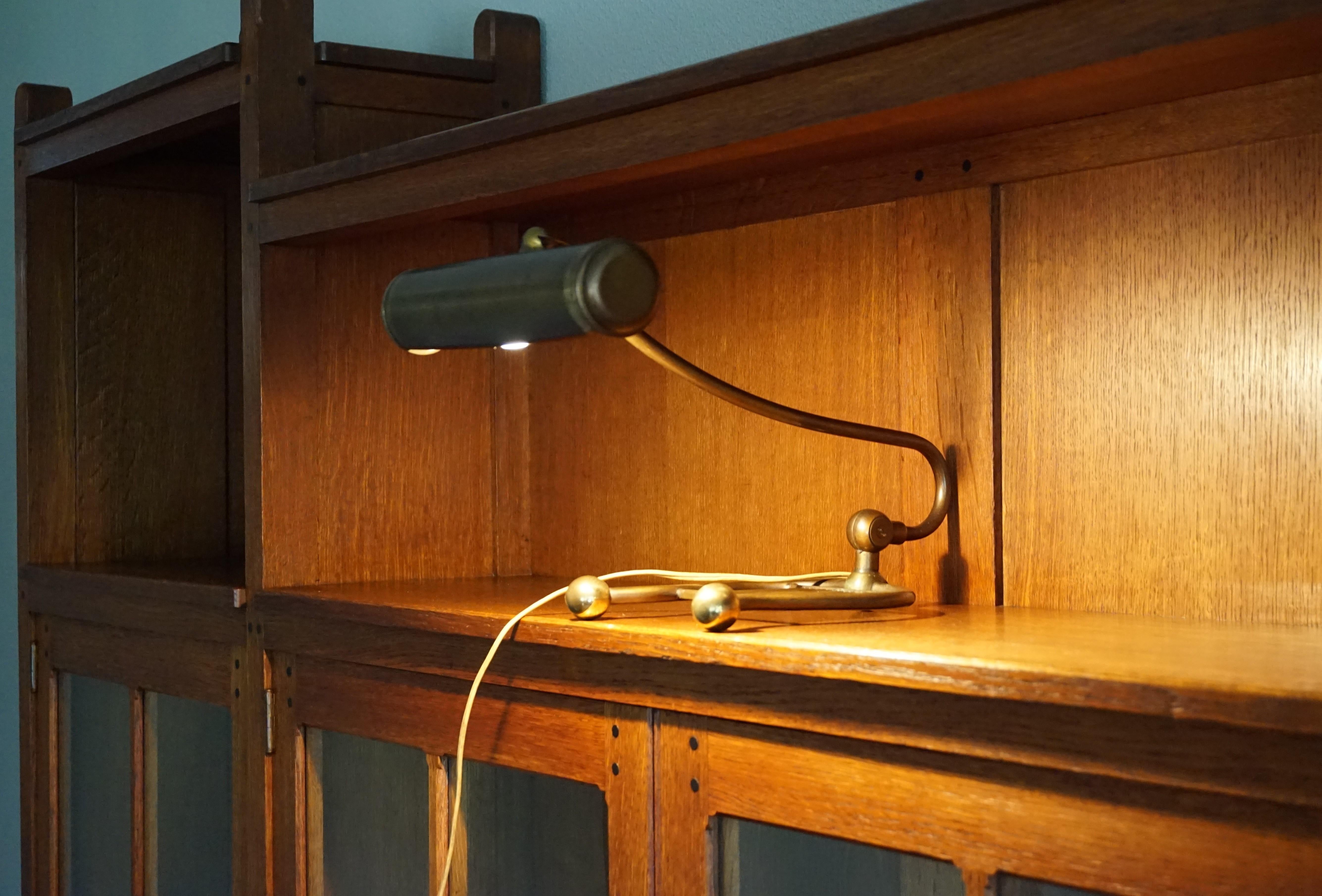 Hand-Crafted Stylish & Elegant Early to Mid-20th Century Harp Shaped Brass Piano or Desk Lamp
