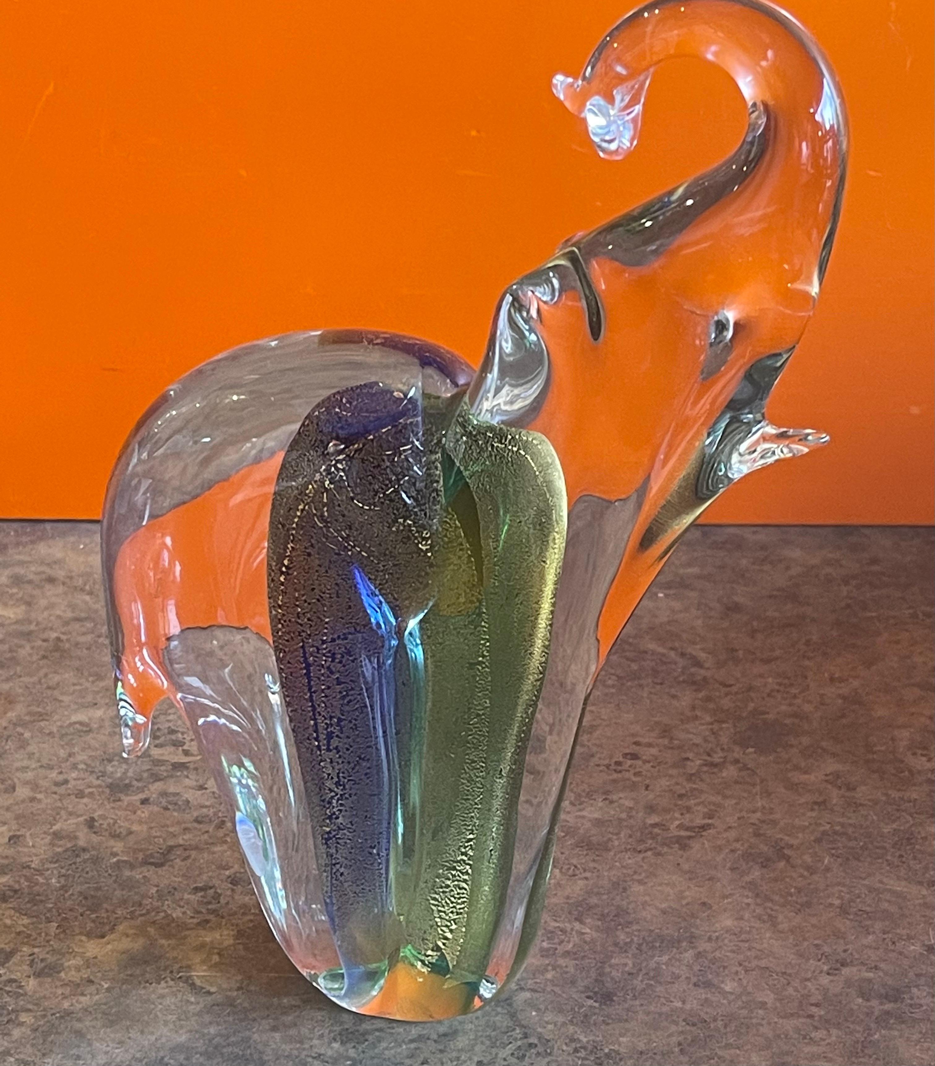 Mid-Century Modern Stylish Elephant Sommerso Art Glass Sculpture by Murano Glass For Sale