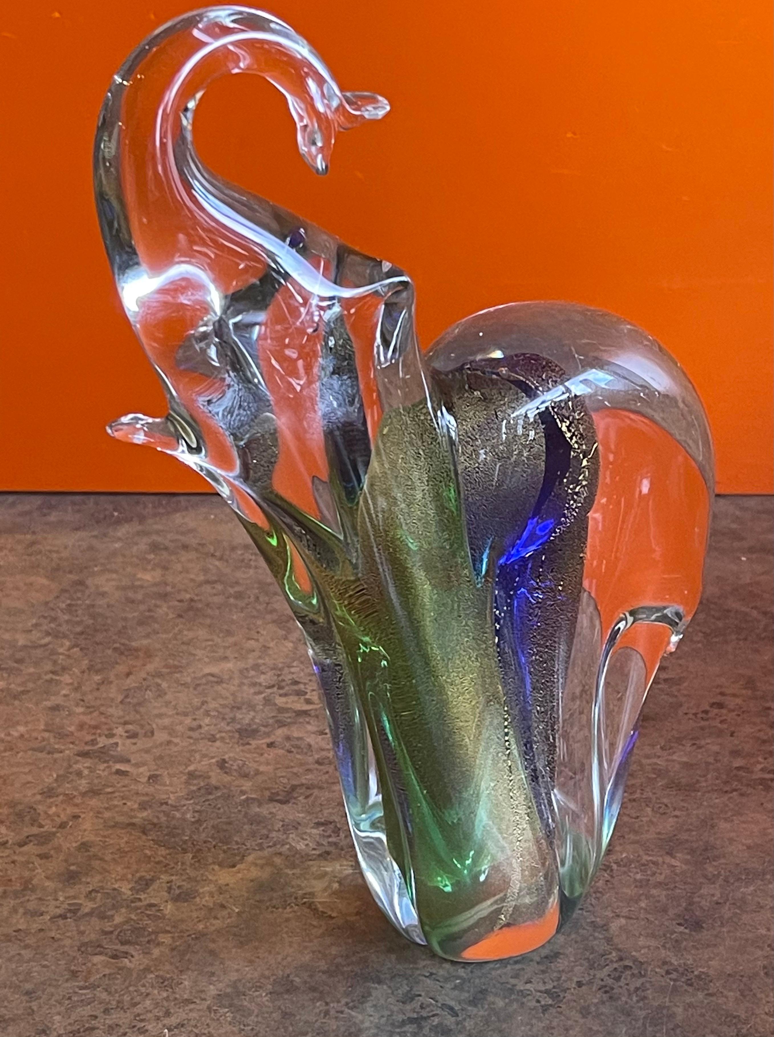 Italian Stylish Elephant Sommerso Art Glass Sculpture by Murano Glass For Sale