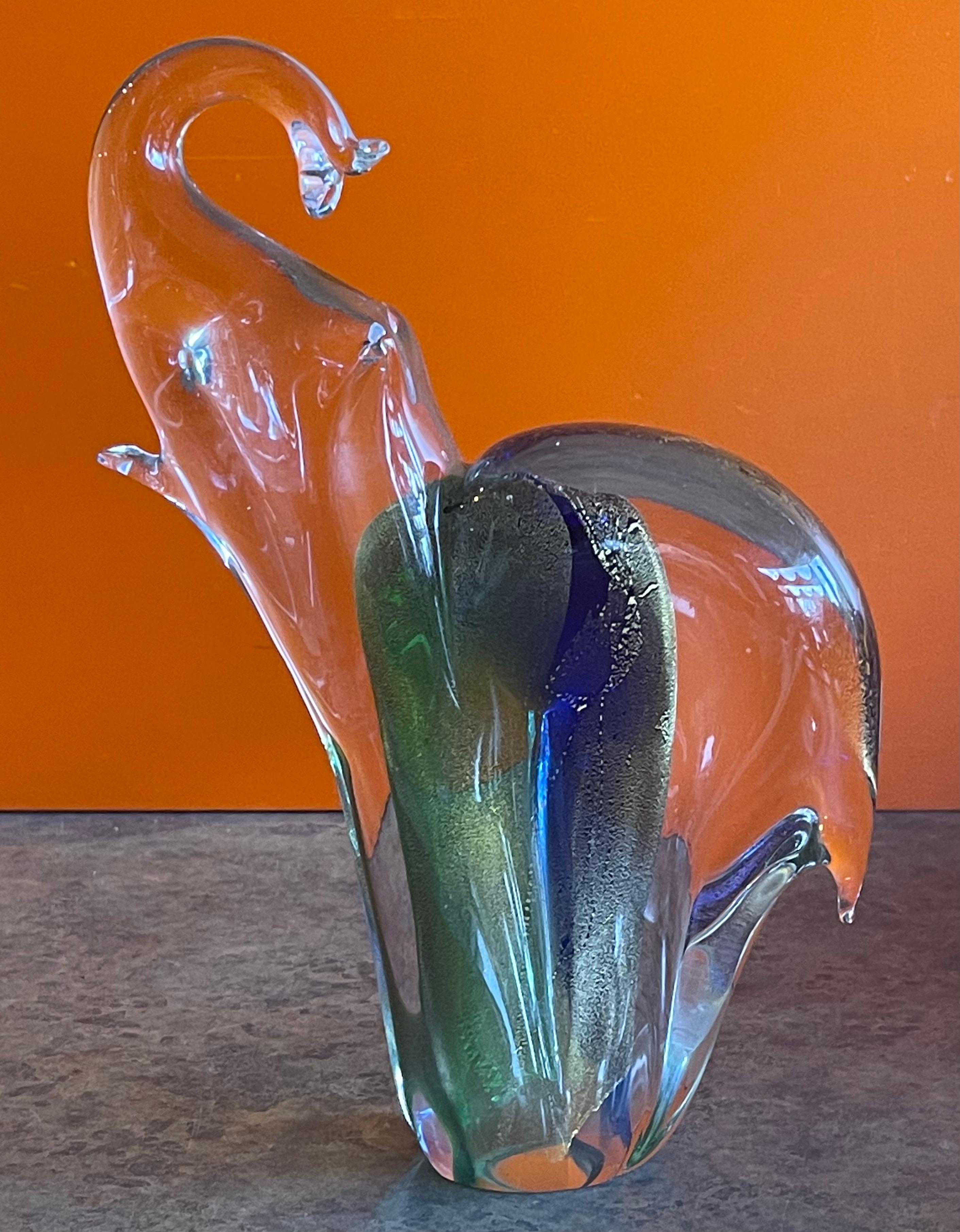 Stylish Elephant Sommerso Art Glass Sculpture by Murano Glass For Sale 1