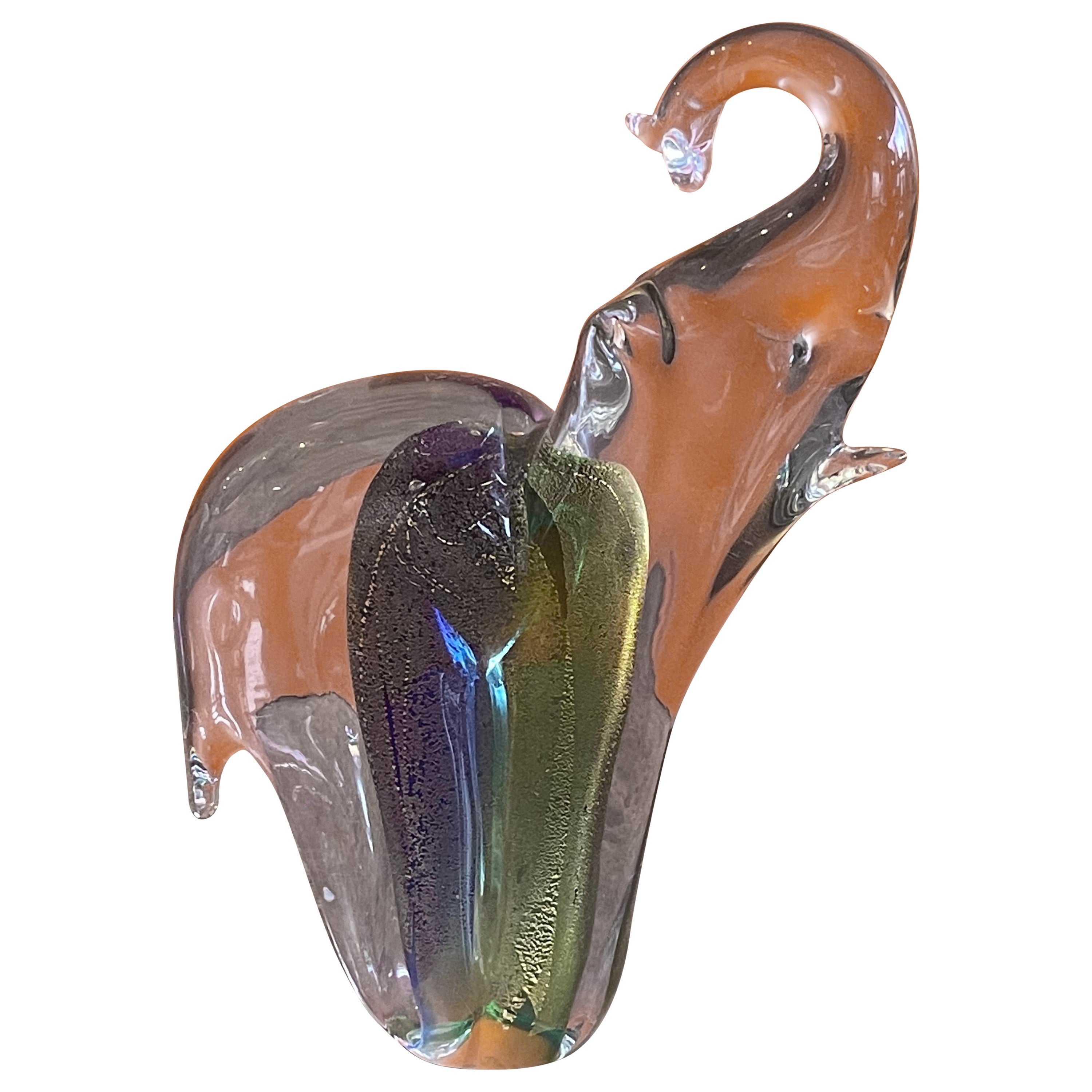 Elegante scultura in vetro artistico Elefante Sommerso di Murano Glass Sommerso