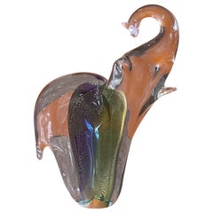 Sculpture élégante d'éléphant en verre d'art Sommerso en verre de Murano