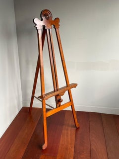 Chevalet / présentoir d'exposition d'artiste en bois de teck élégant de style néo-empire du 20ème siècle