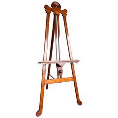 Stylish Empire Revival 20th Century Teakwood Floor Easel / Artist Display Stand
