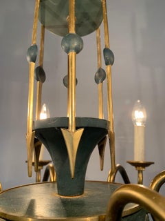 Stylish Empire Revival Six-Light Pendant Chandelier with Swan Heads and Arrows