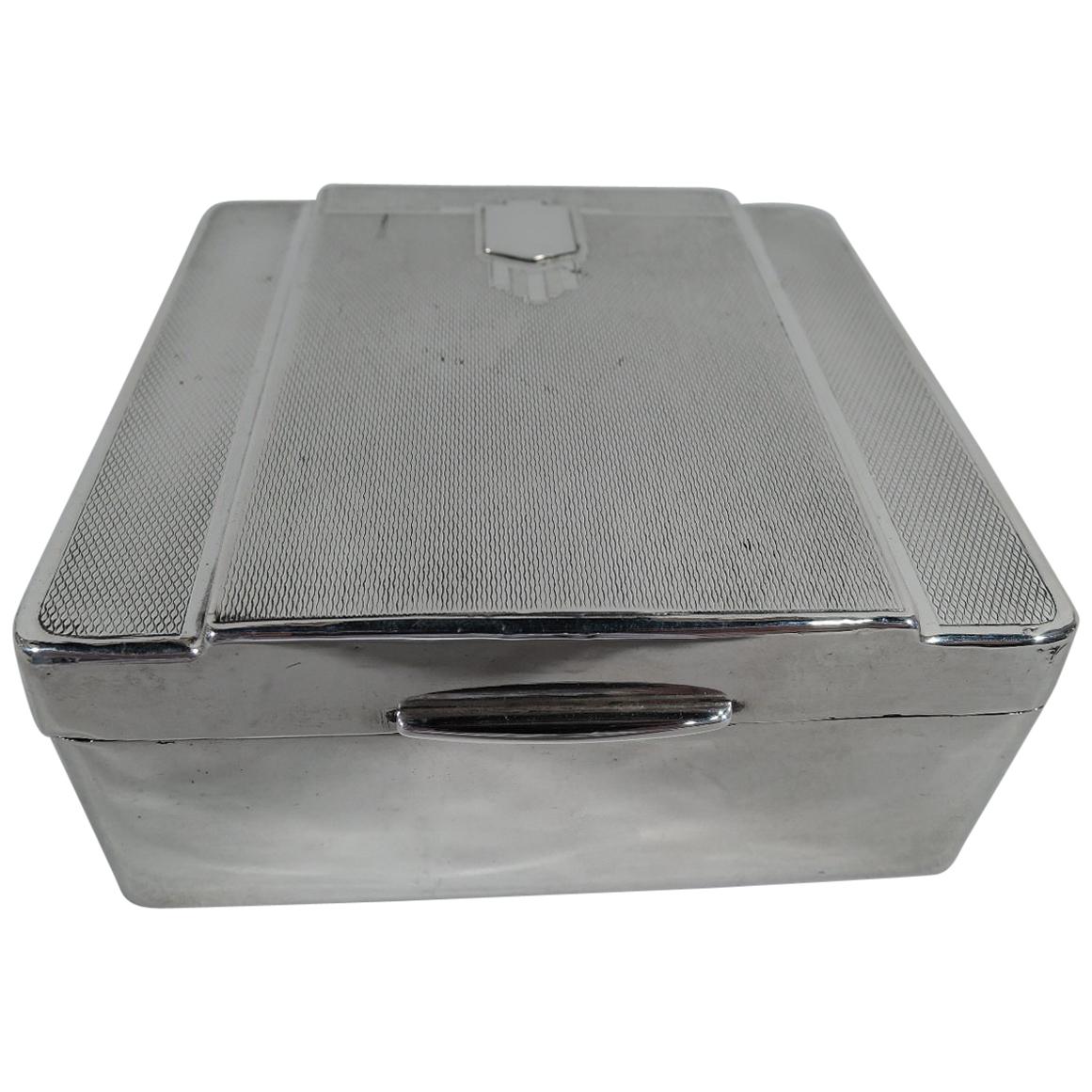 Stylish English Art Deco Modern Sterling Silver Box