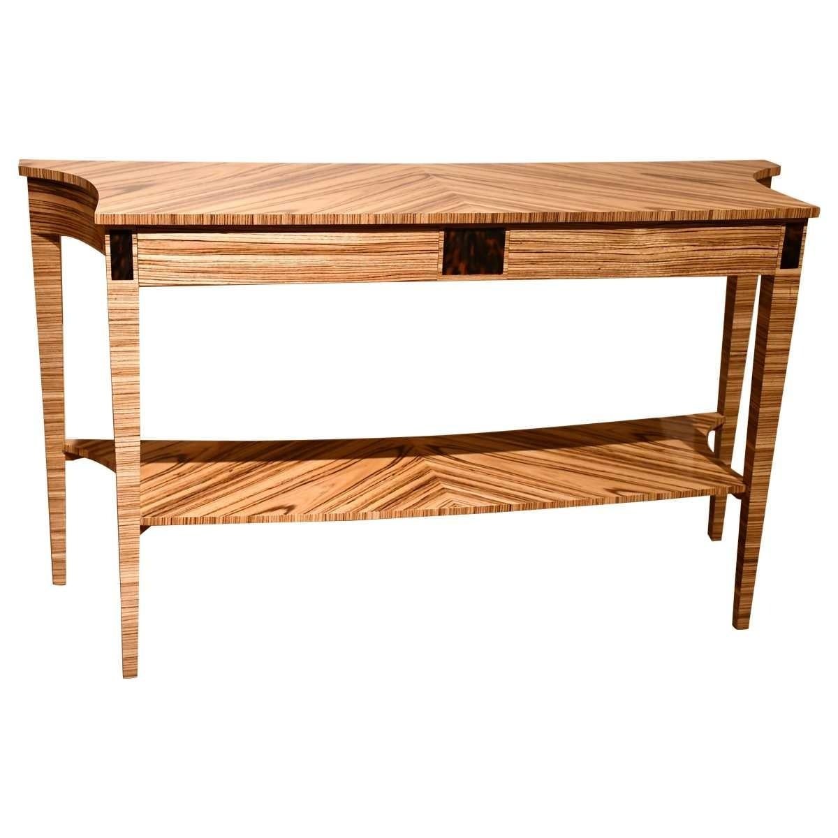 Anglais Nouvelle table d'appoint Zebrano à extrémité creuse de fabrication anglaise avec deux tiroirs aveugles, en stock  en vente