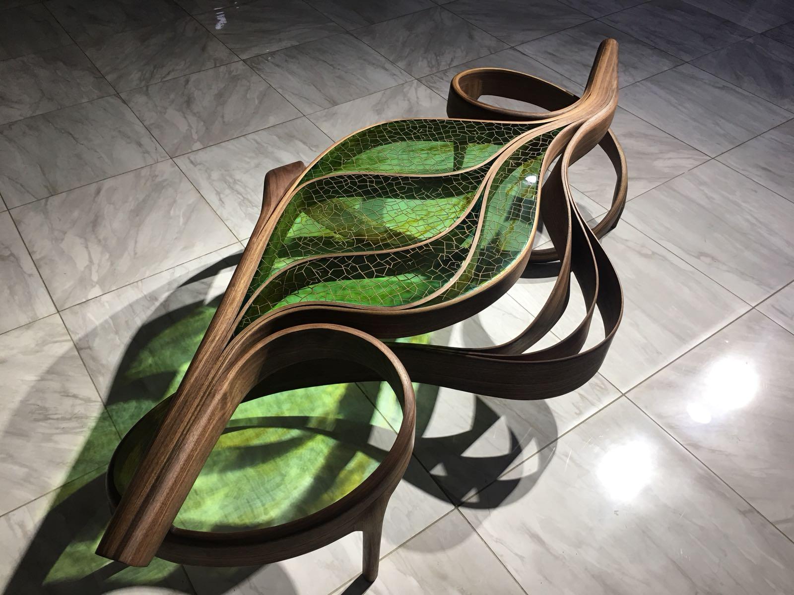Turkish Leaf Coffee Table - Luxury Custom Epoxy Resin Coffee Table - Carved Coffee Table For Sale