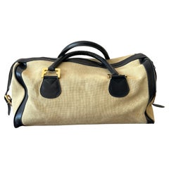 Stylish Ferragamo Leather/Canvas Bag With Brass Accents ca' 1980's