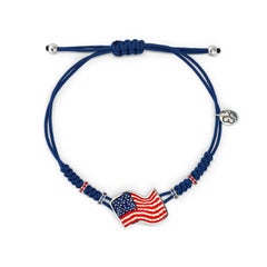 Stylish Flag Bracelet White Gold Orange and Blue Sapphires Decorated Micromosaic