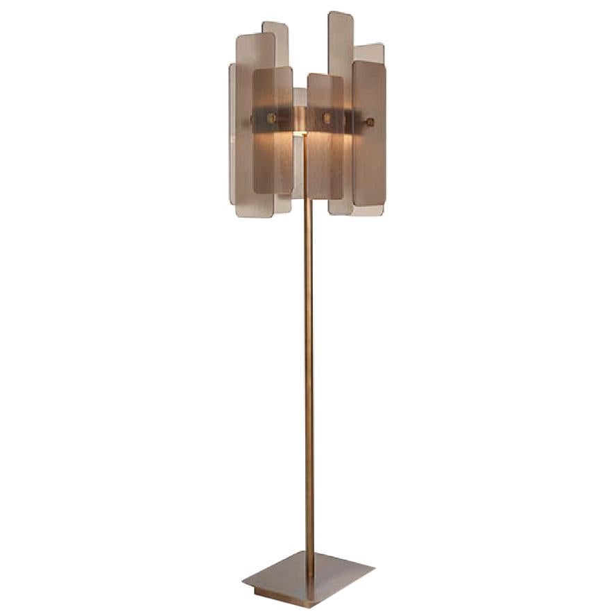 Stylish Floor Lamp Brass Frame Champagne or Antique Bronze Finishes