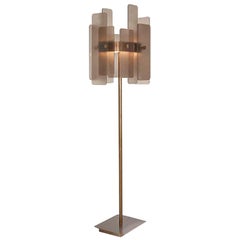 Stylish Floor Lamp Brass Frame Champagne or Antique Bronze Finishes