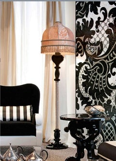 Stylish Floor Lamp Lampshade Silk Black Blue Red or Yellow Fringes Mixed Visc