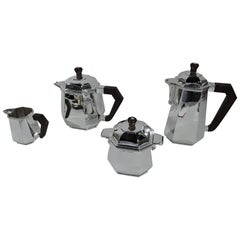 Stylish French Art Deco Modern Silver Coffee and Tea Set