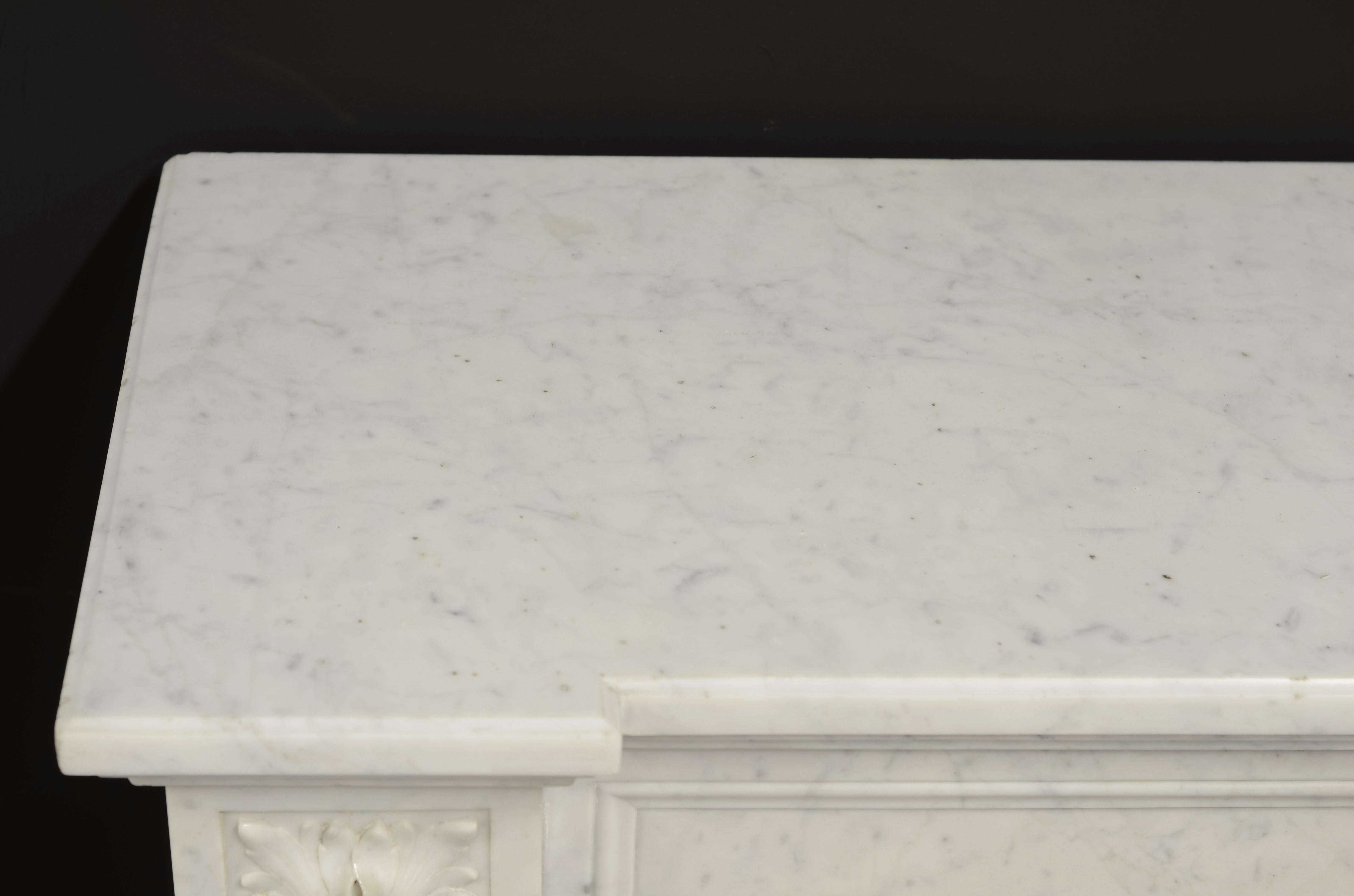 Stylish French Louis XVI Fireplace in Carrara White Marble 5