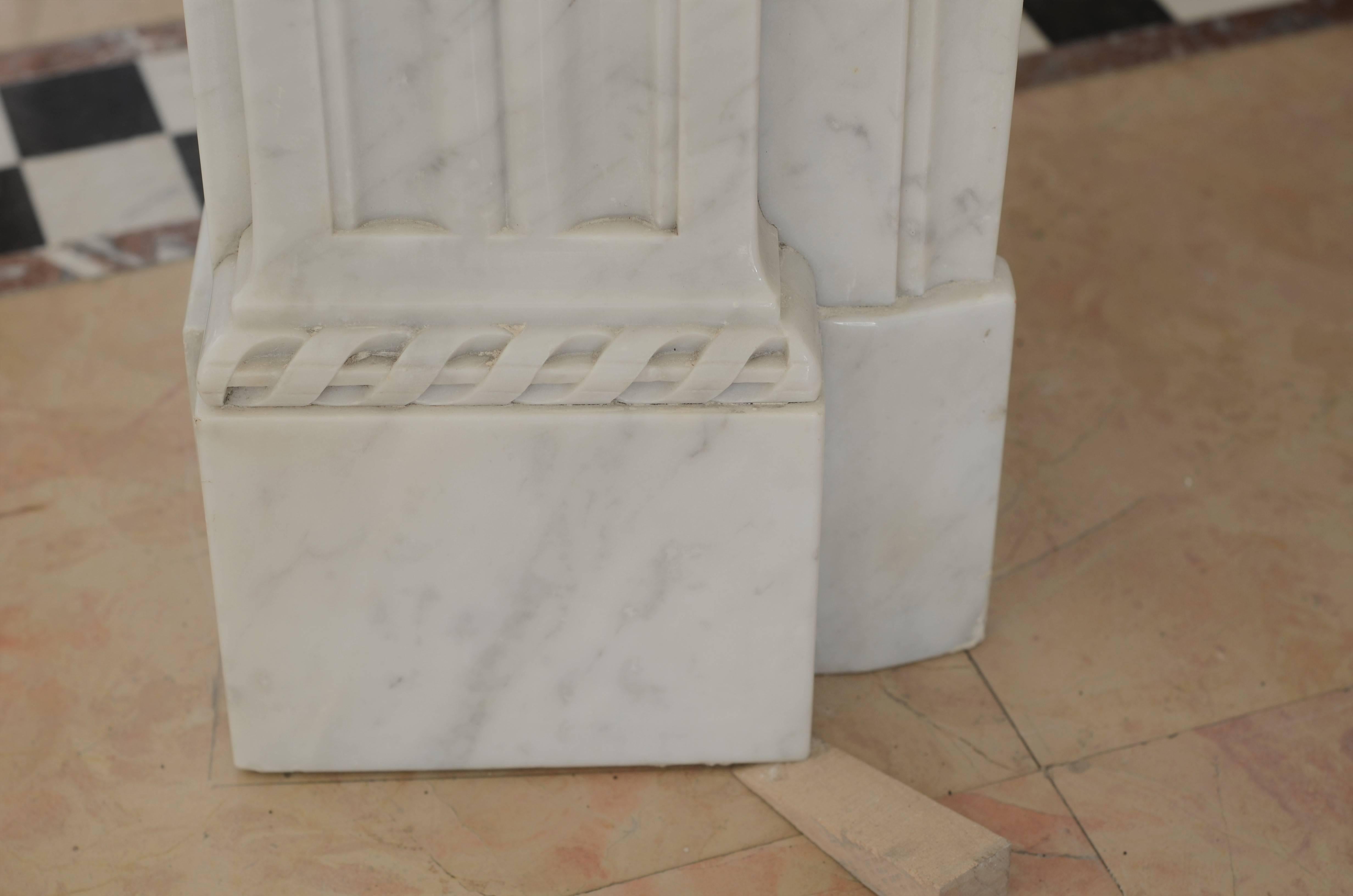 Stylish French Louis XVI Fireplace in Carrara White Marble 3