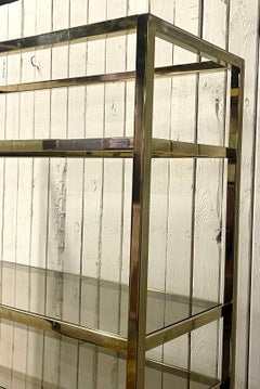 Stylish French Mid-Century Hollywood Regency Brass Etagere