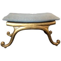 Stylish French Neoclassical Gold Gilt Bench