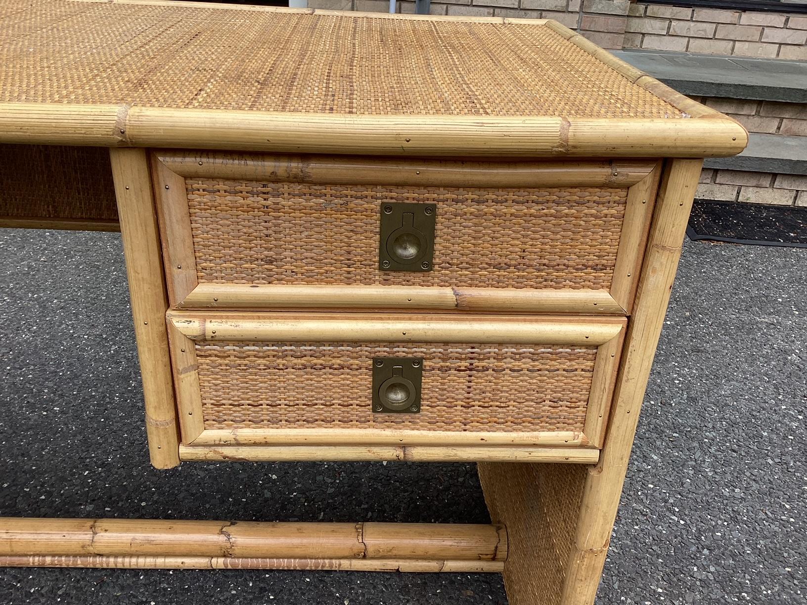 Late 20th Century Stylish French Vintage Rattan Writing Desk
