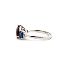 Stylish Garnet Blue Sapphire 18K White Gold Ring for Her