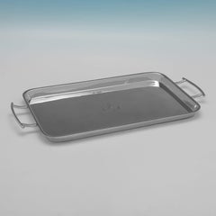 Stylish George V Sterling Silver Armorial Bar Tray by Walker & Hall, 1920