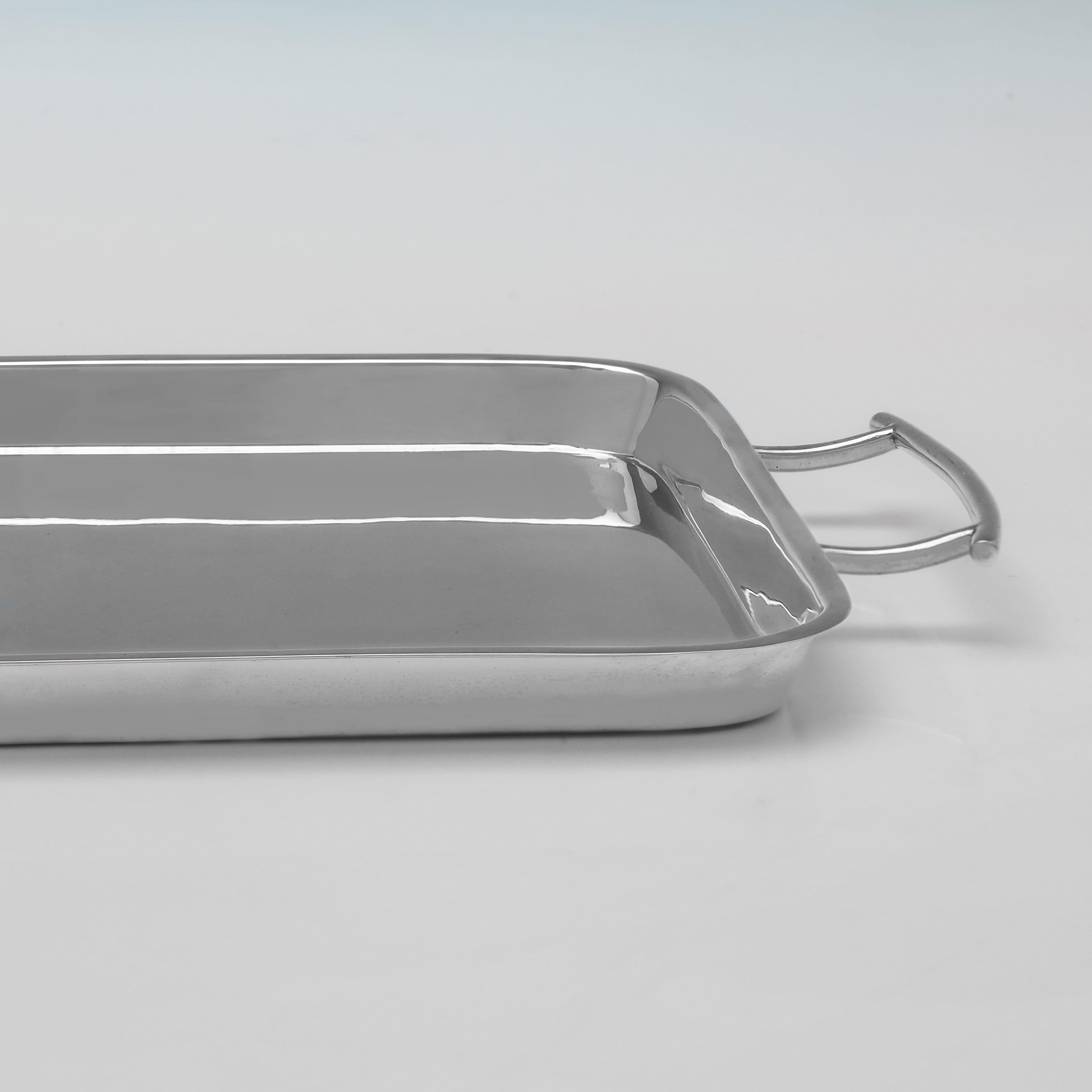 Art Deco Stylish George V Sterling Silver Armorial Bar Tray by Walker & Hall, 1920 For Sale