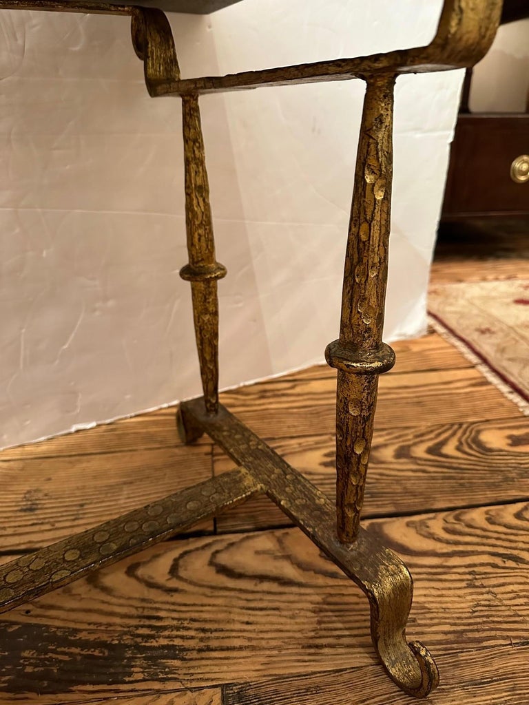 Stylish Giltiron Small Cocktail Table with Black Marble Top For Sale at 1stDibs