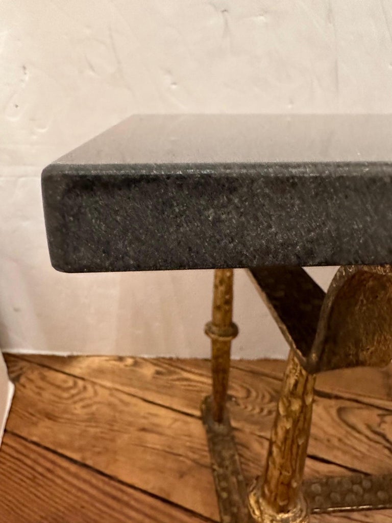 Stylish Giltiron Small Cocktail Table with Black Marble Top For Sale at 1stDibs