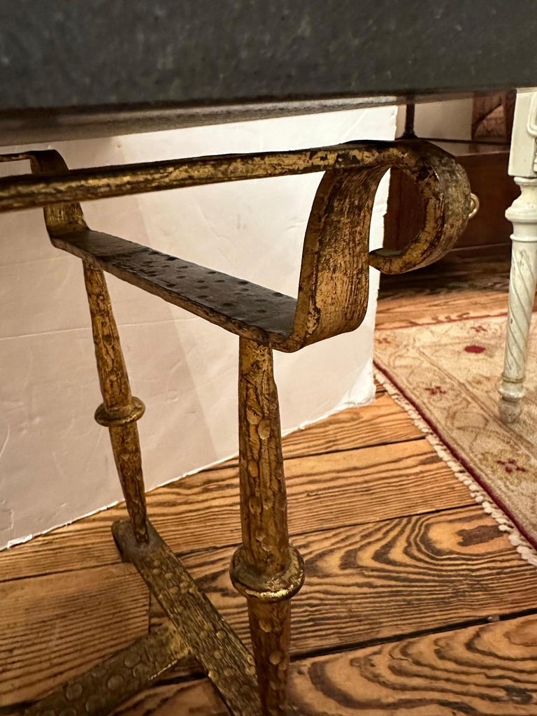 Stylish Giltiron Small Cocktail Table with Black Marble Top For Sale at 1stDibs