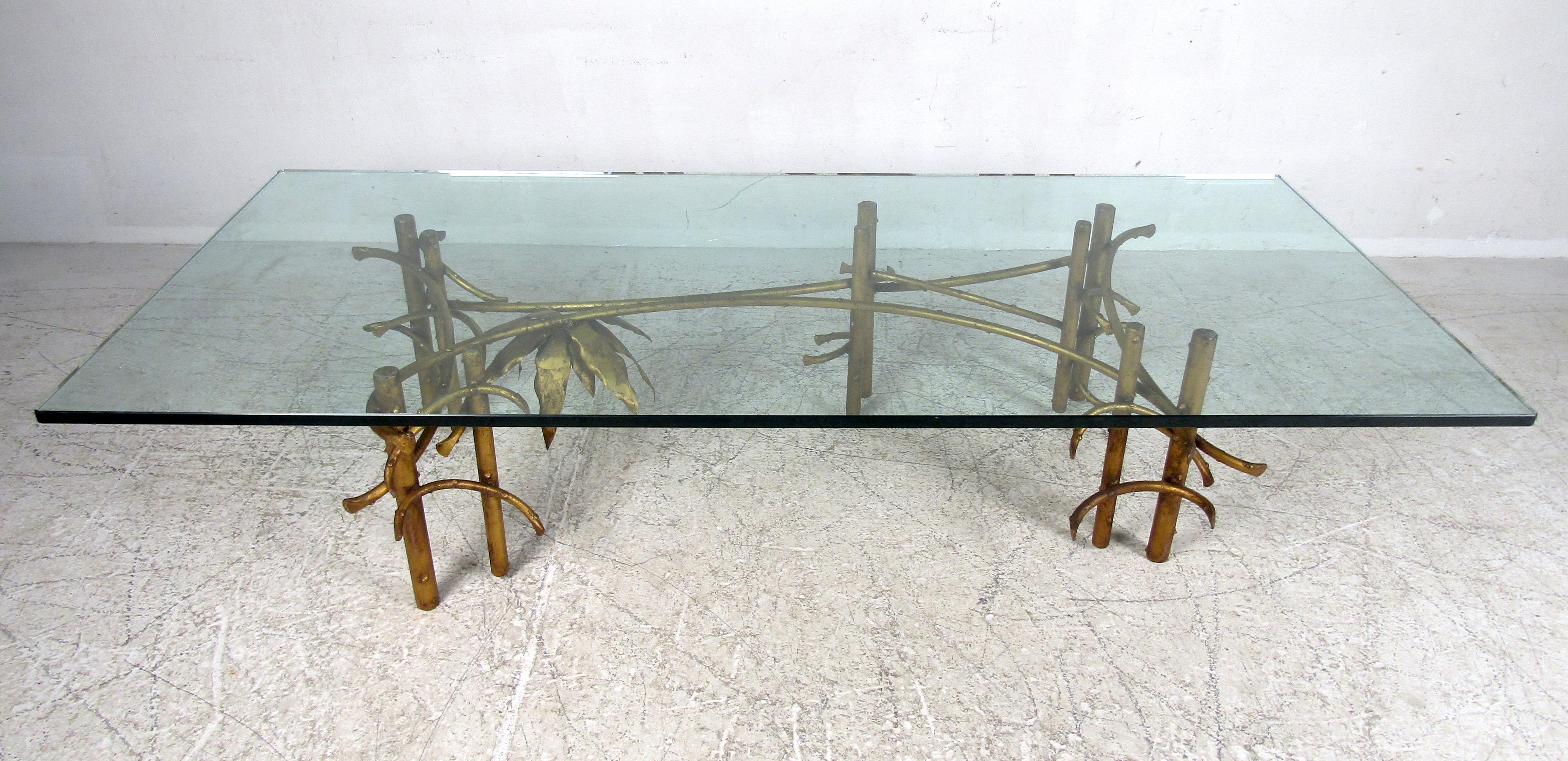 Stylish Glass-Top Coffee Table at 1stDibs