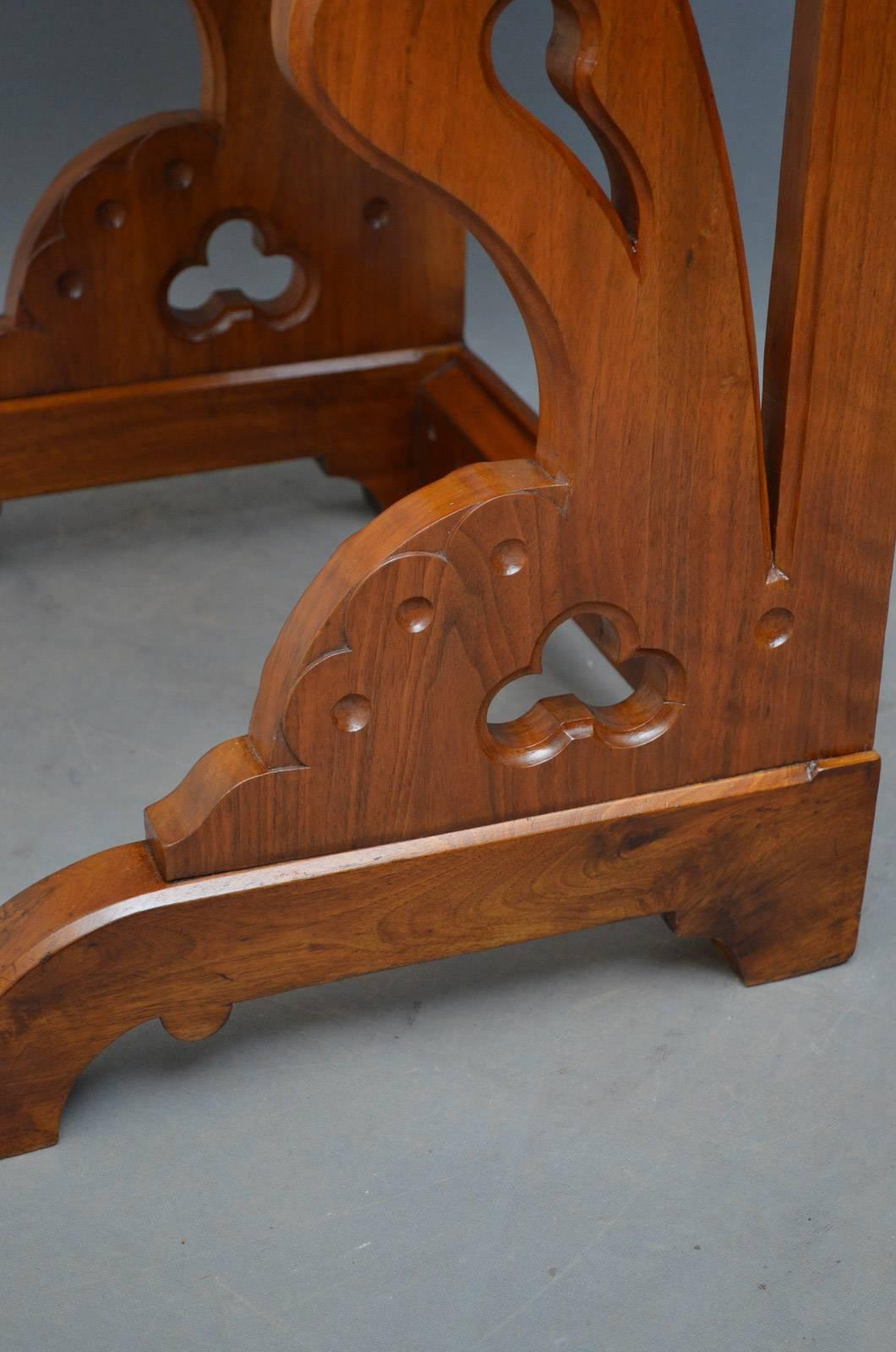 Stylish Gothic Revival Burr Walnut Console Table For Sale 4