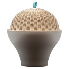 Stylish Handwoven Wicker and Porcelain Centerpiece 'Gazebo' Made in Italy