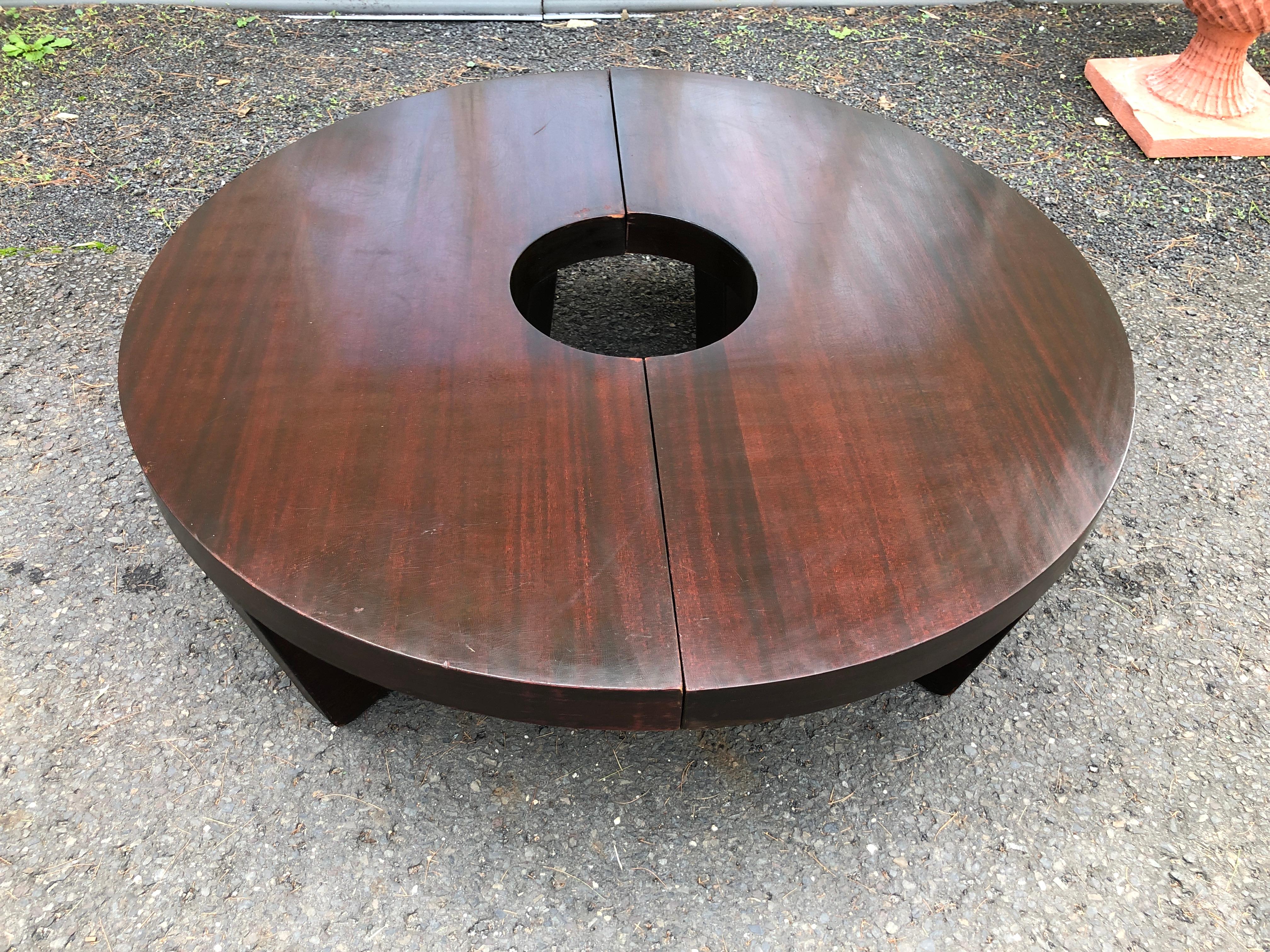 Stylish Harvey Probber Nucleus 2 Piece Mahogany Circular Coffee Table For Sale 7