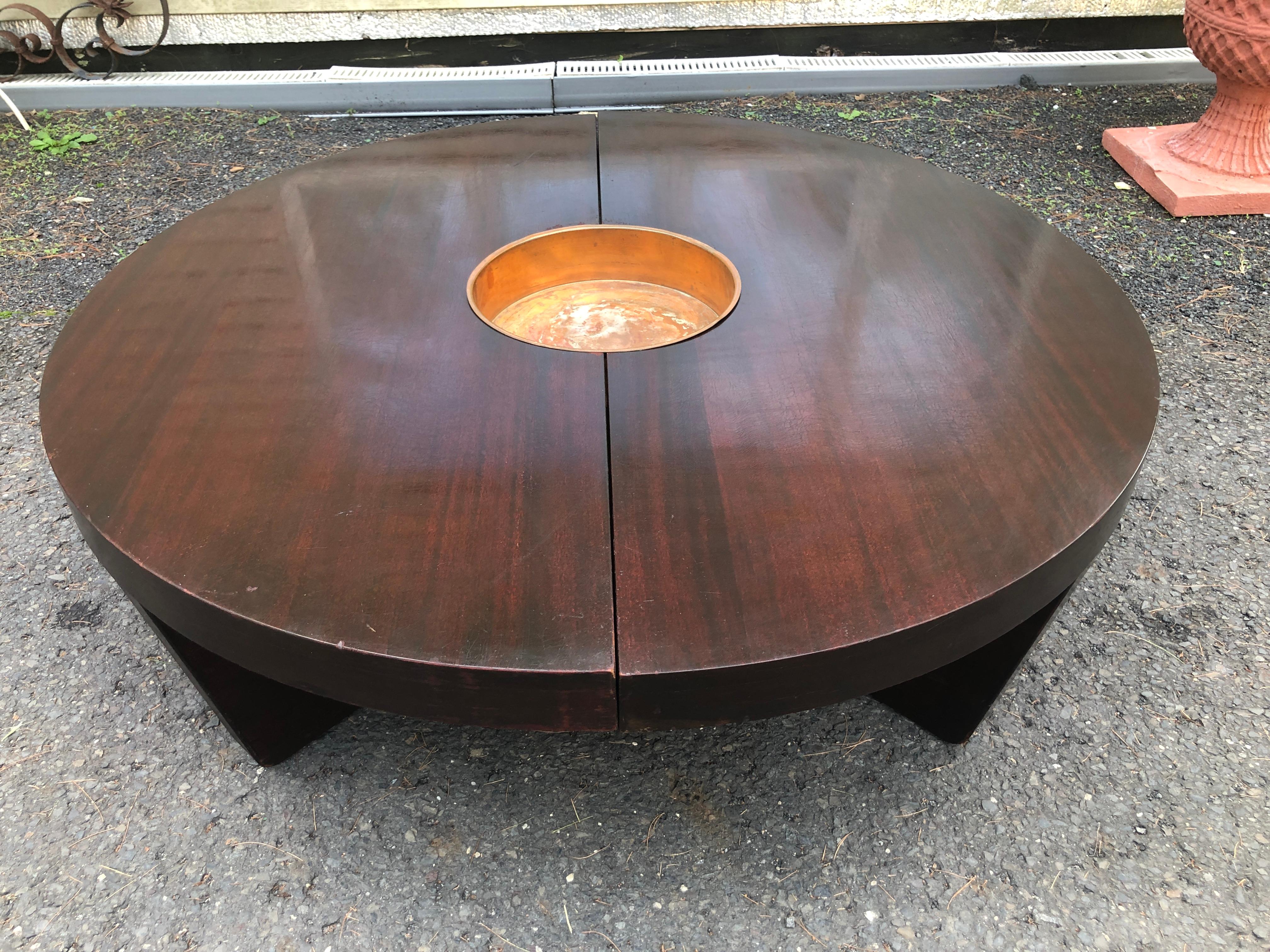 Stylish Harvey Probber Nucleus 2 Piece Mahogany Circular Coffee Table For Sale 11