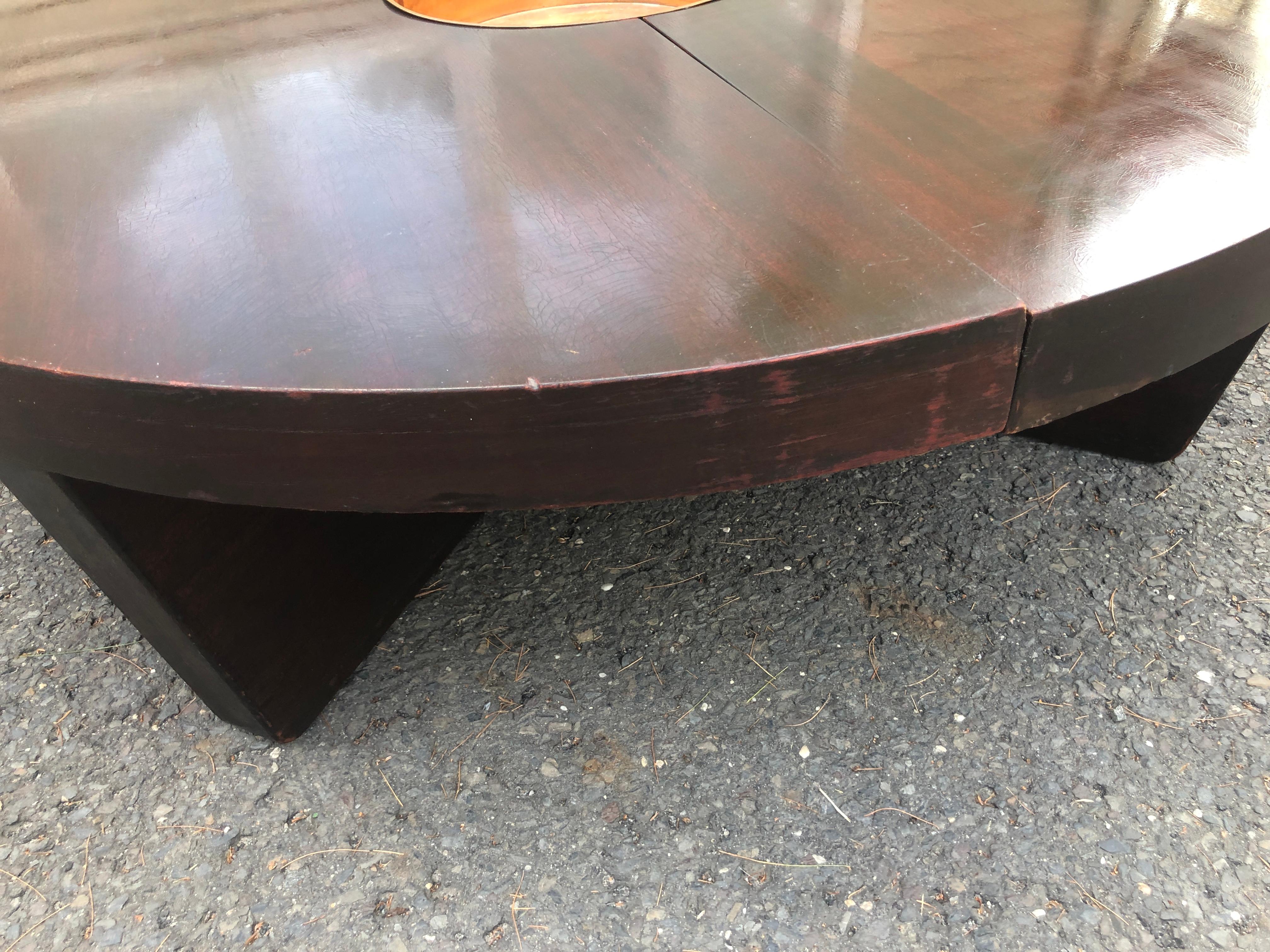 Stylish Harvey Probber Nucleus 2 Piece Mahogany Circular Coffee Table In Good Condition For Sale In Pemberton, NJ