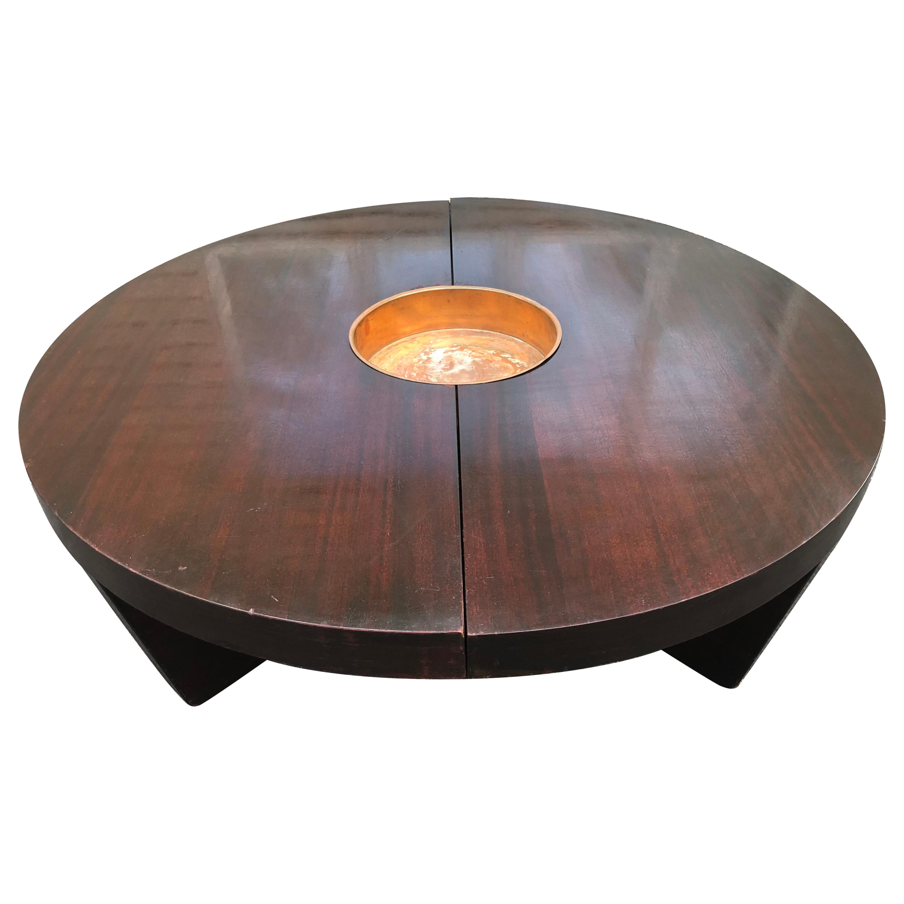 Elegante tavolino circolare in mogano Harvey Probber Nucleus 2 pezzi