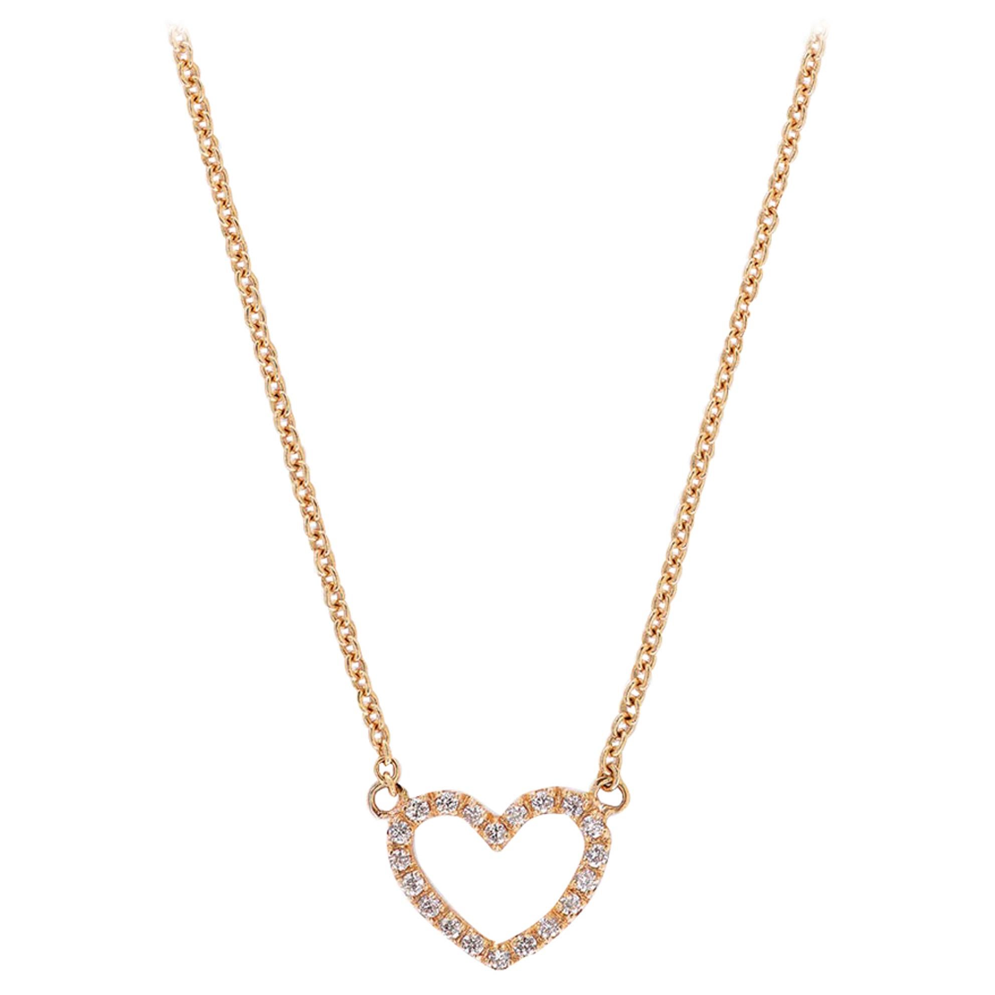 Stilvolle Herz-Halskette aus Roségold mit weißen Diamanten