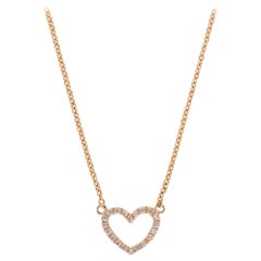 Stylish Heart Necklace Rose Gold White Diamonds