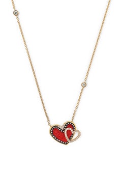 Sicis Jewels 18kt Rose Gold Heart Necklace with White Diamonds