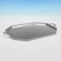 Stylish & heavy art deco sterling silver tray - hallmarked in London in 1938