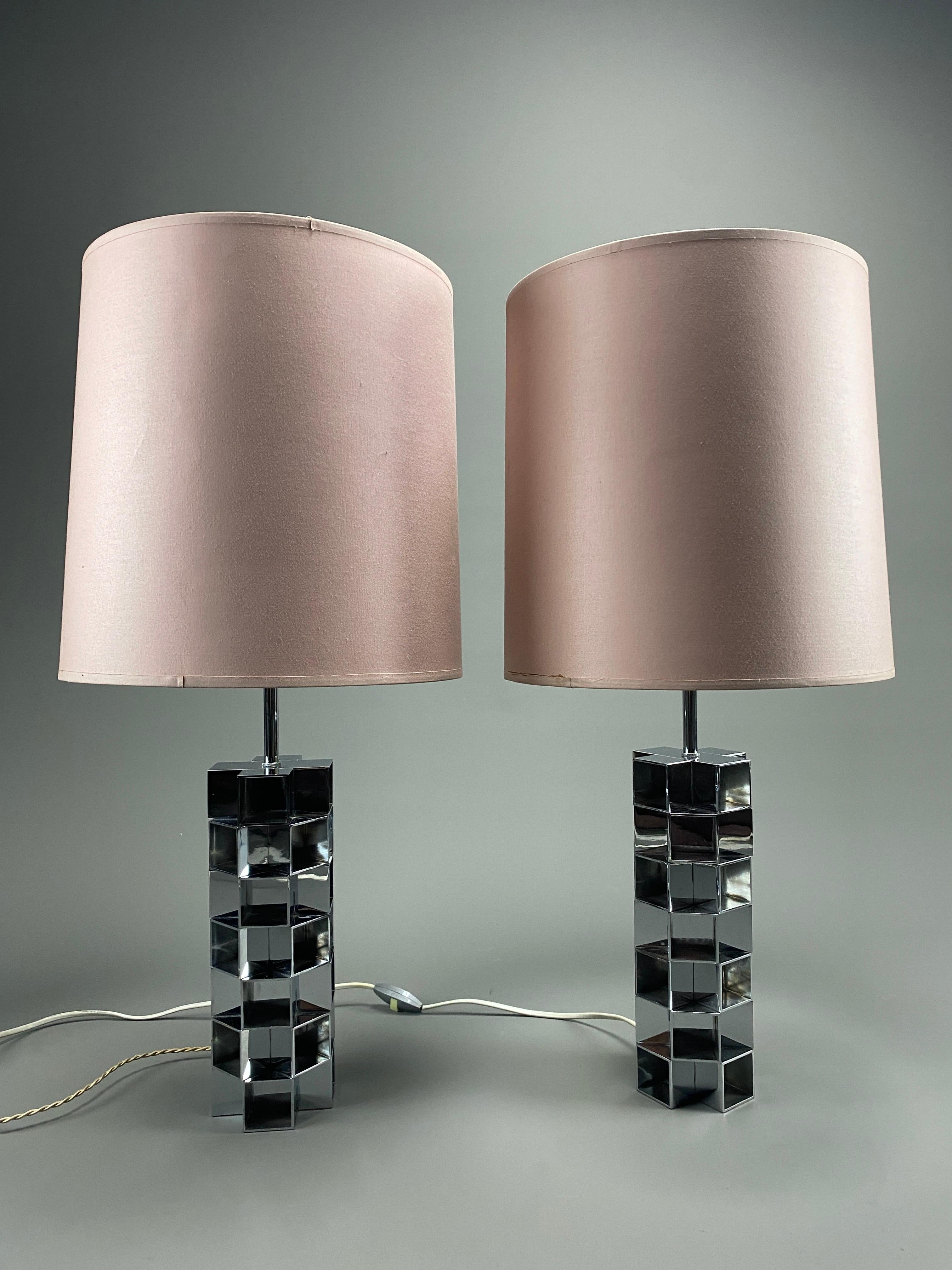 Stylish Hollywood Regency Pair of Table Lamps after Maison Jansen In Good Condition For Sale In Weesp, NL