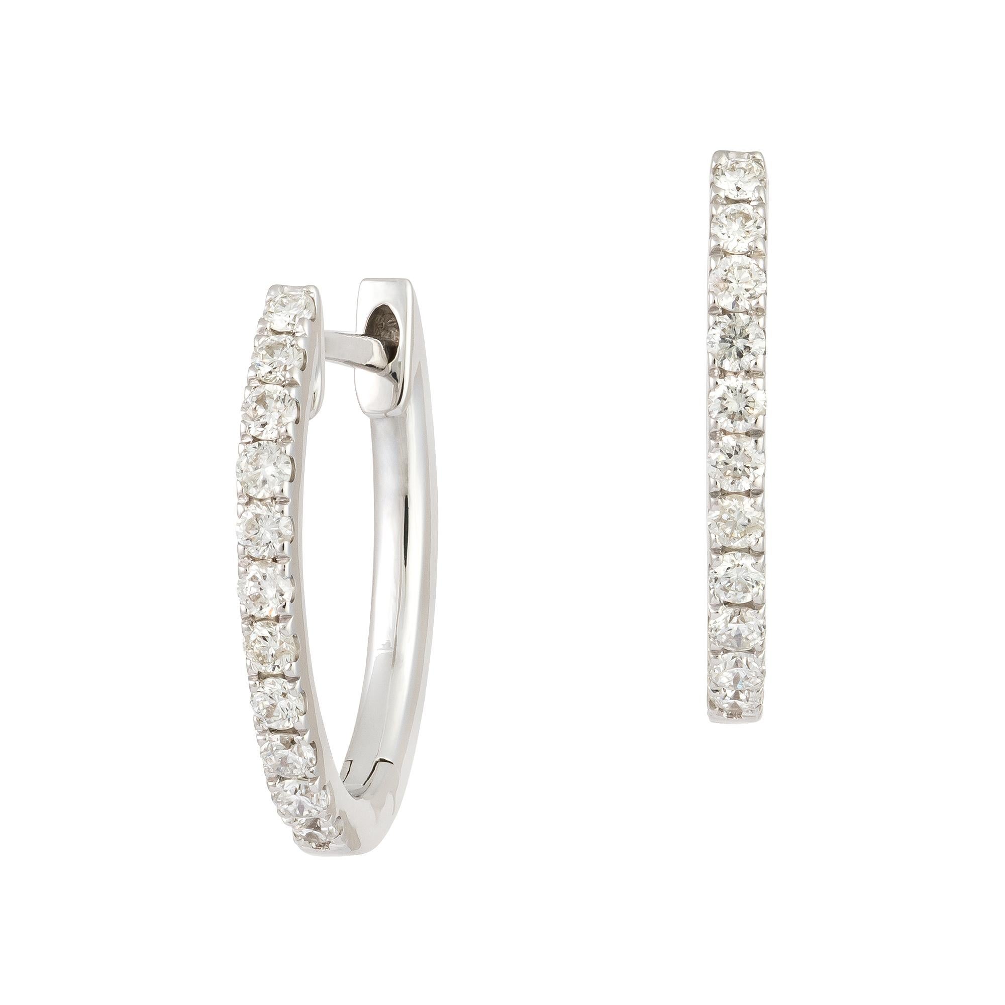 Modern Stylish Hoop White Gold 18K Earrings Diamond for Her For Sale