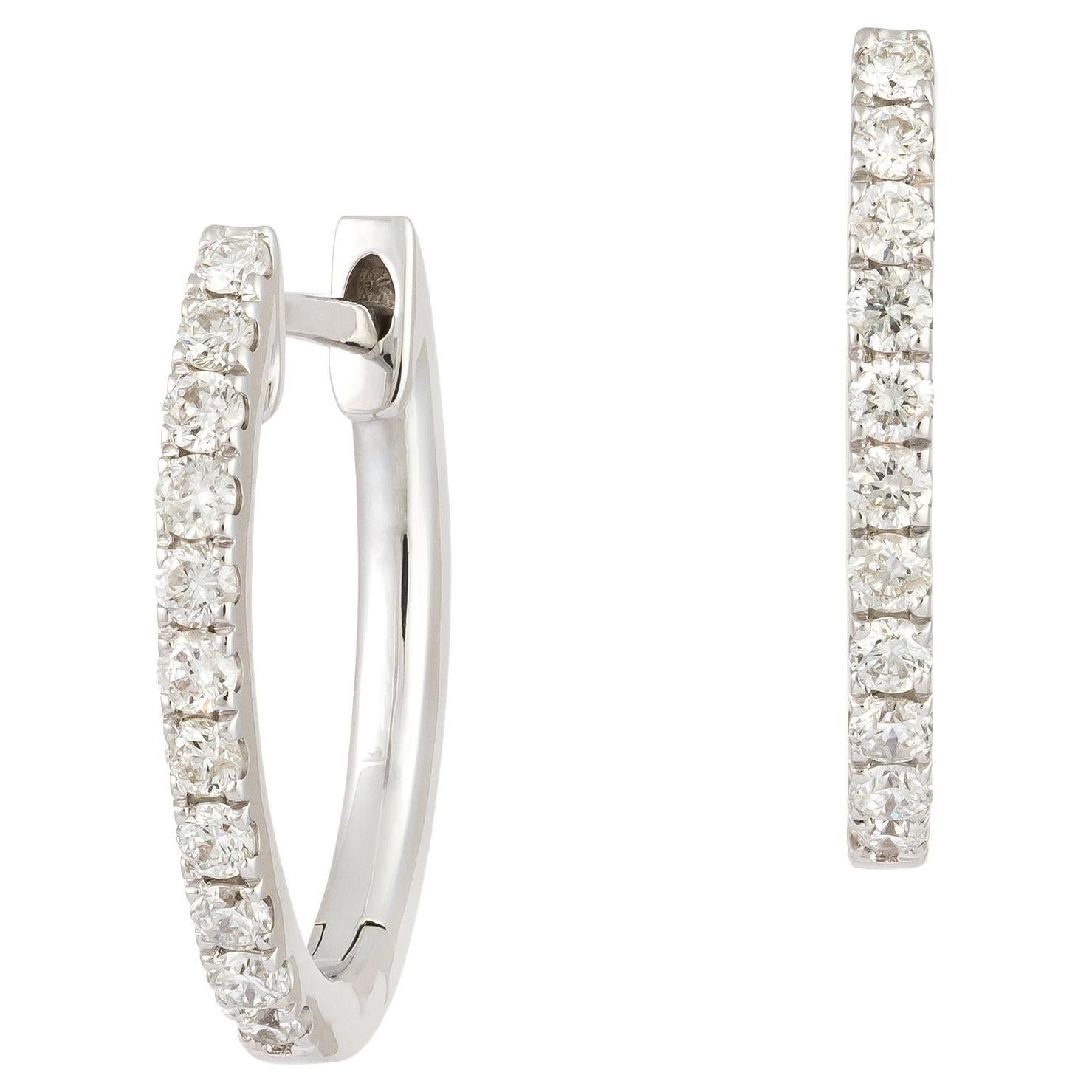 Stylish Hoop White Gold 18K Earrings Diamond for Her For Sale
