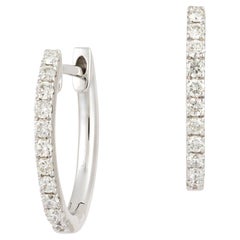 Stylish Hoop White Gold 18K Earrings Diamond for Her