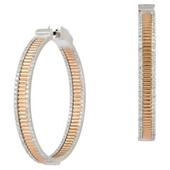 Stylish Hoop White Pink Gold 18K Earrings  Diamond For Her