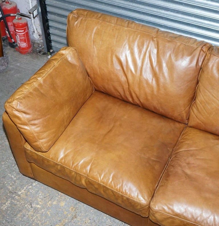 Stylish House of Fraser Heritage Brown Leather Three Seater Sofa at 1stDibs house of fraser
