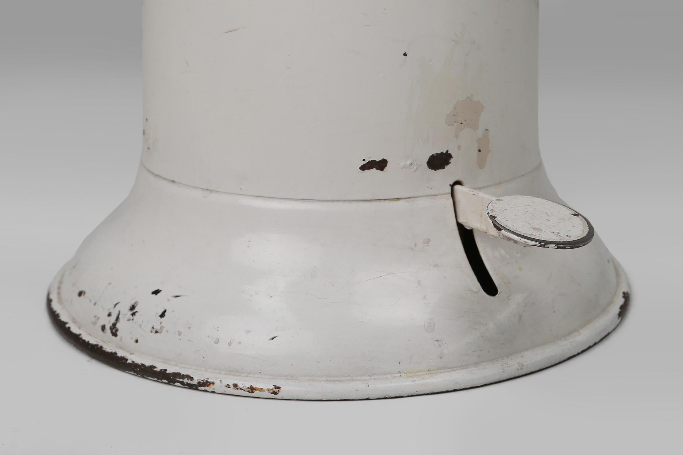 Mid-20th Century Stylish industrial off white metal garbage can, Belgium 1950s
