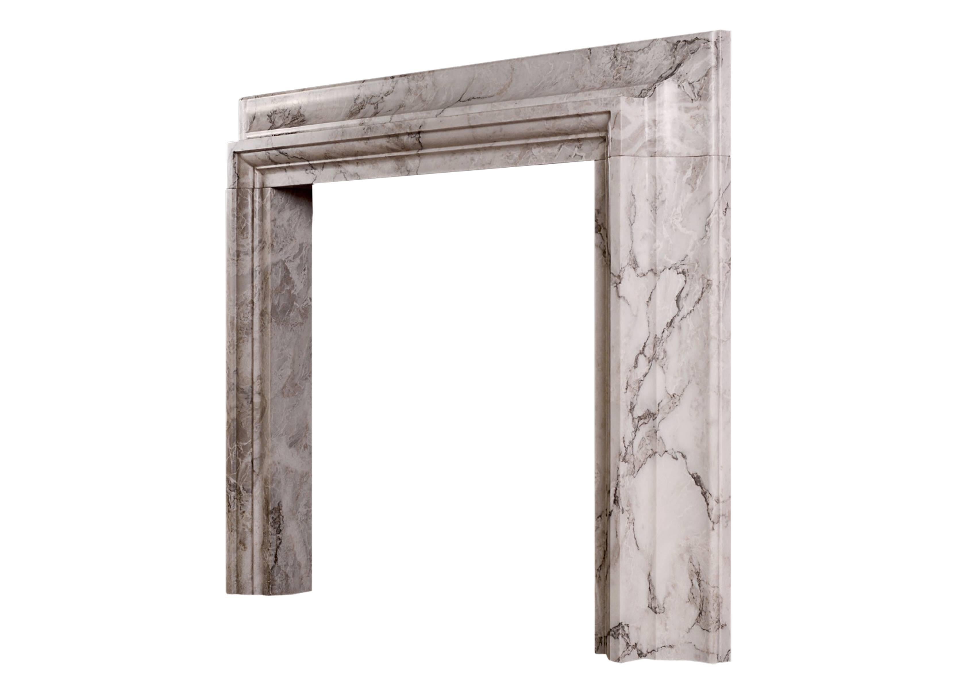 Baroque Stylish Italian Fireplace in Arabescato Marble For Sale