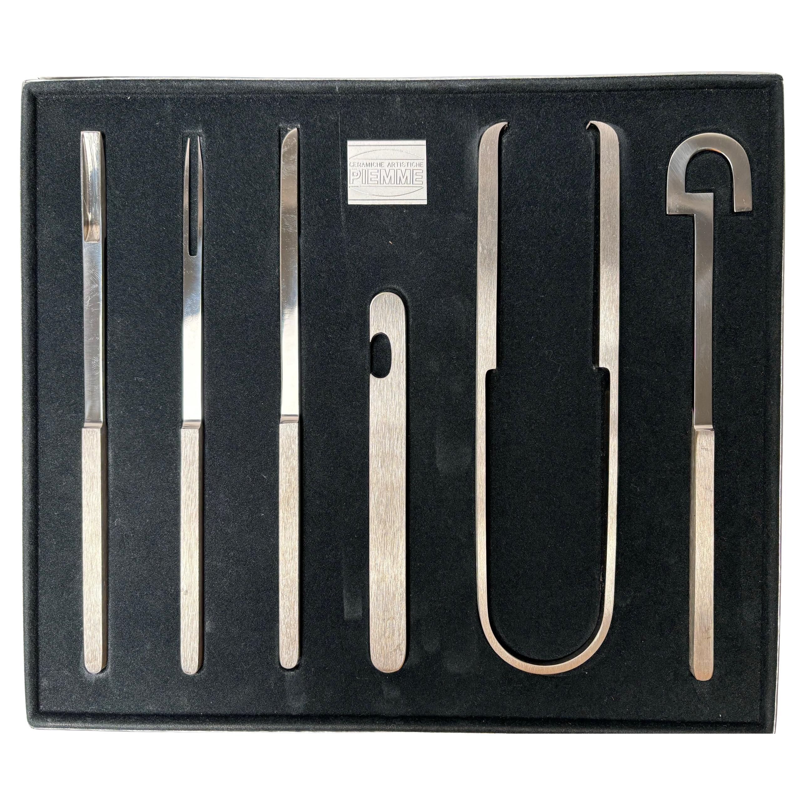 Stylish Italian Metal Cocktail Set, "Silverfox" Model by Piemme, 1970s